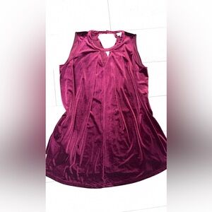 Umgee Size Small Wine Red Velvet Velour Dress Midi Sleeveless EUC